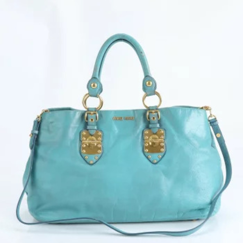 Miu Miu Leather Crossbody Bag Blue